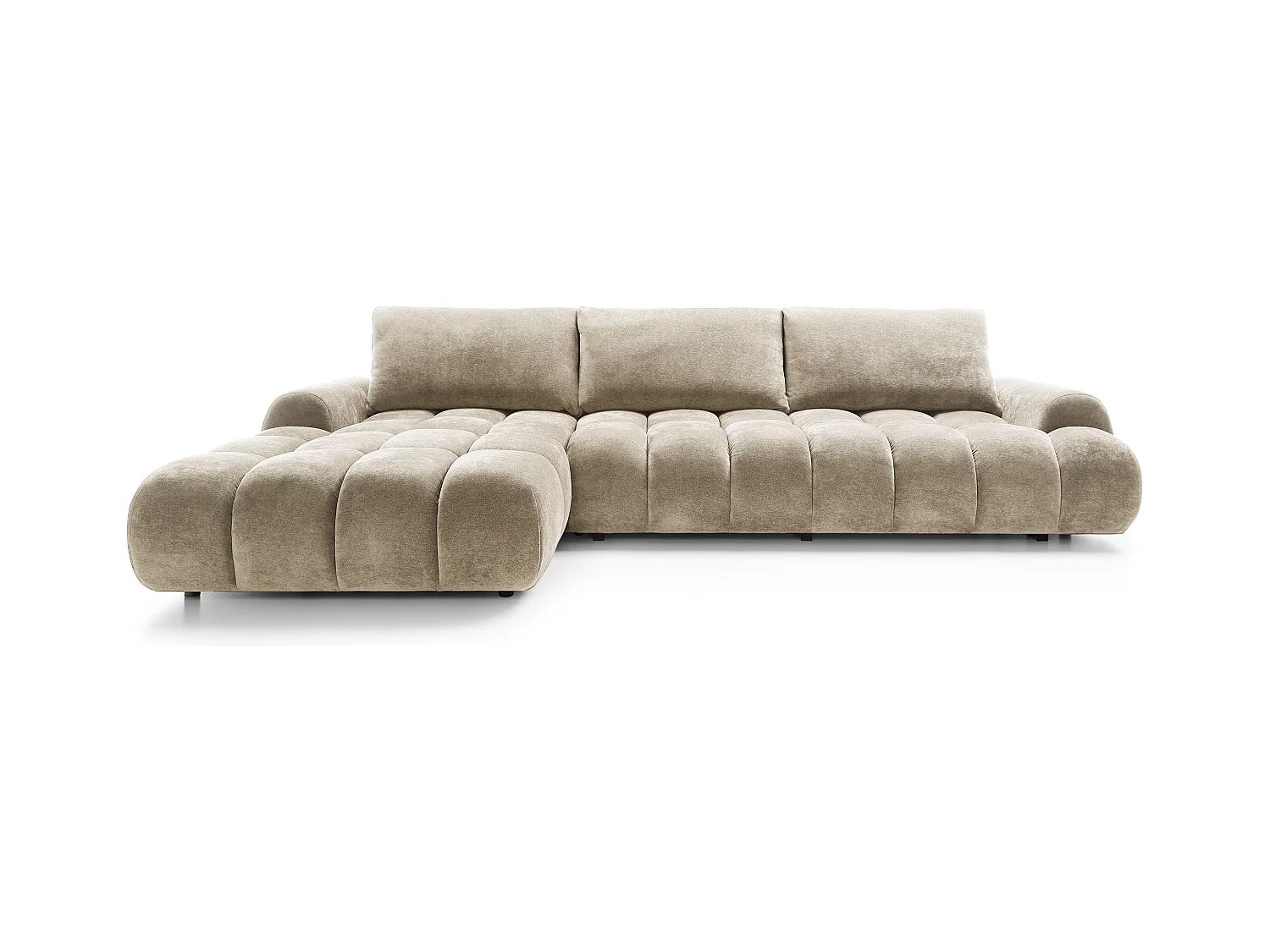 Emporius Valerio Canapé d'angle Convertible - Canapé 340 cm, Gauche - Velours Beige (Ditra New 3)