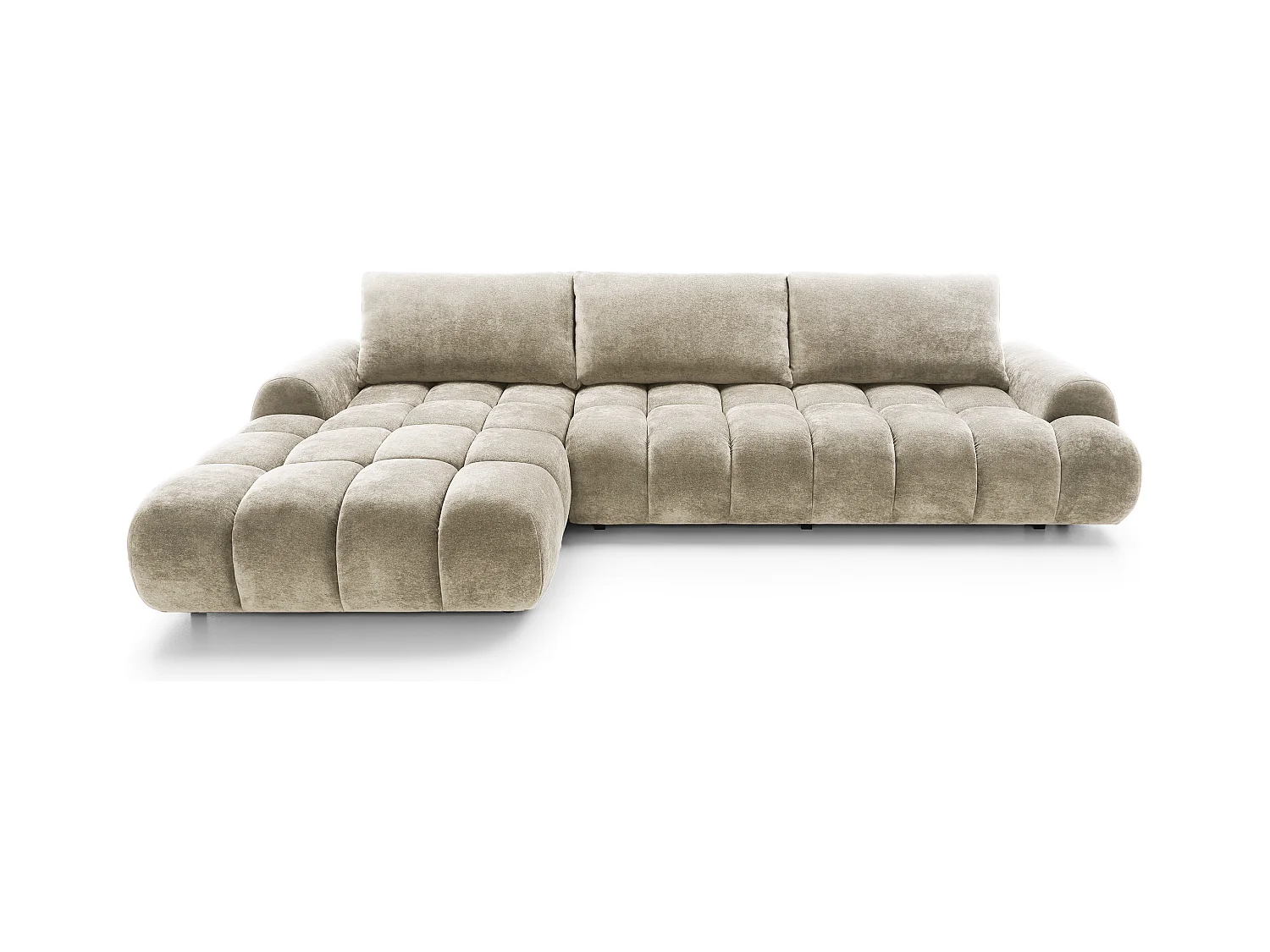 Emporius Valerio Canapé d'angle Convertible - Canapé 340 cm, Gauche - Velours Beige (Ditra New 3)