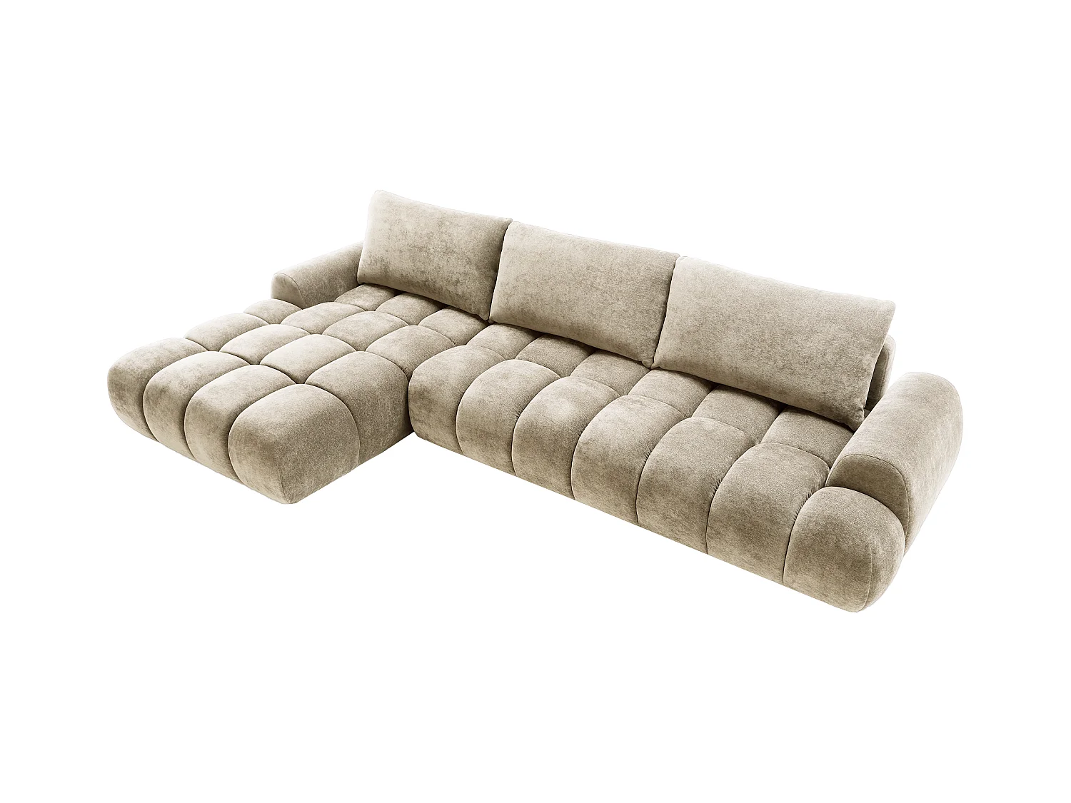 Emporius Valerio Canapé d'angle Convertible - Canapé 340 cm, Gauche - Velours Beige (Ditra New 3)