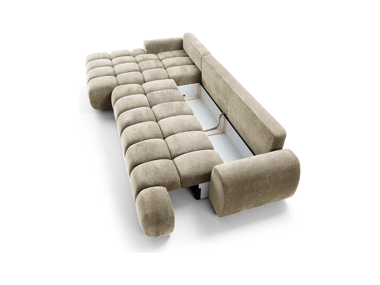 Emporius Valerio Canapé d'angle Convertible - Canapé 340 cm, Gauche - Velours Beige (Ditra New 3)