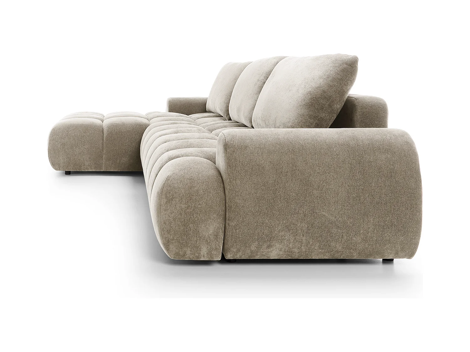 Emporius Valerio Canapé d'angle Convertible - Canapé 340 cm, Gauche - Velours Beige (Ditra New 3)