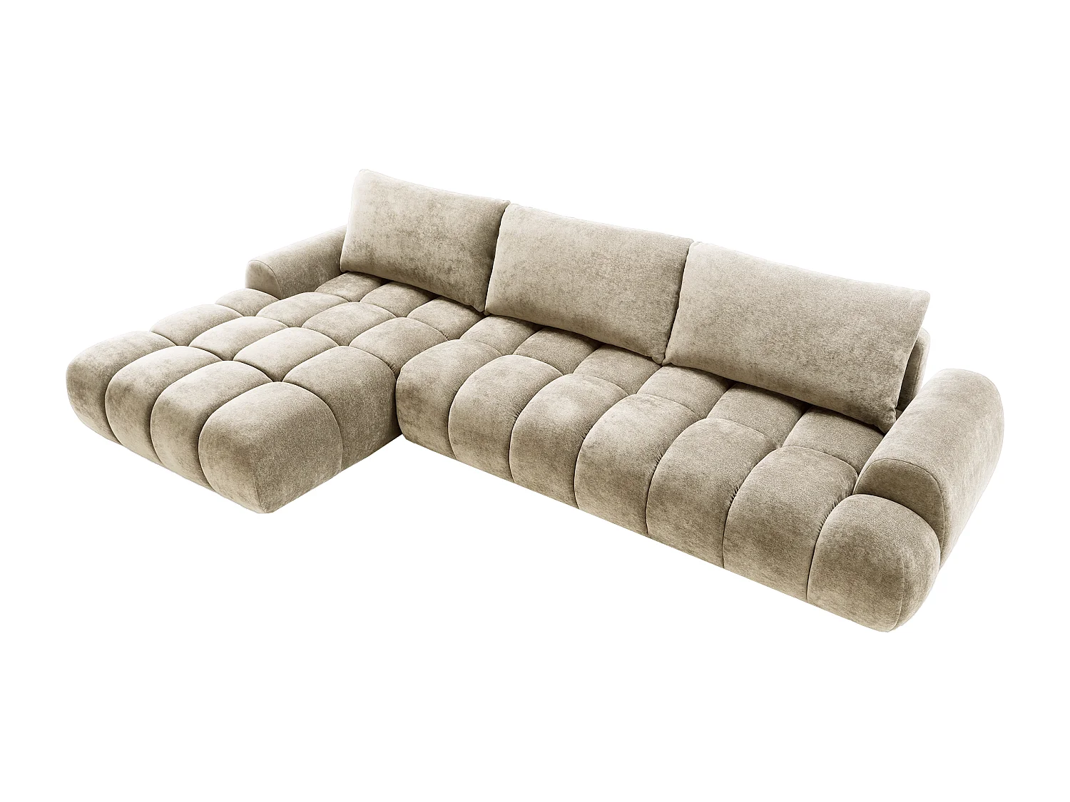 Emporius Valerio Canapé d'angle Convertible - Canapé 340 cm, Gauche - Velours Beige (Ditra New 3)