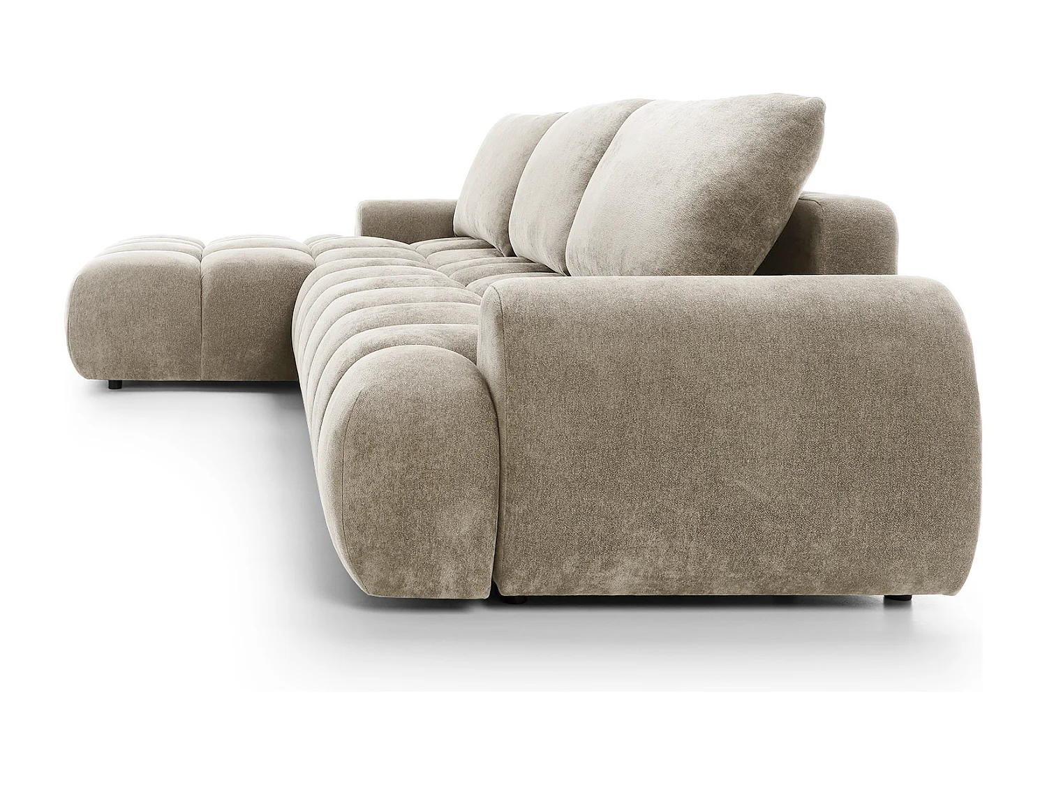 Emporius Valerio Canapé d'angle Convertible - Canapé 340 cm, Gauche - Velours Beige (Ditra New 3)