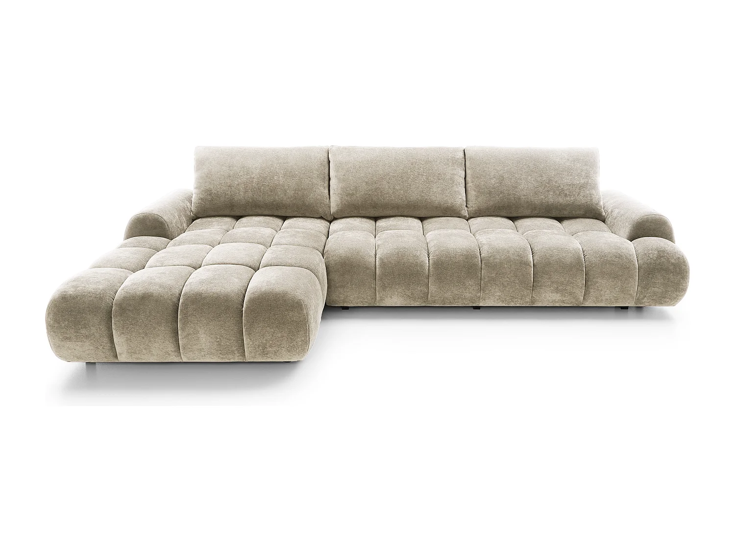 Emporius Valerio Canapé d'angle Convertible - Canapé 340 cm, Gauche - Velours Beige (Ditra New 3)