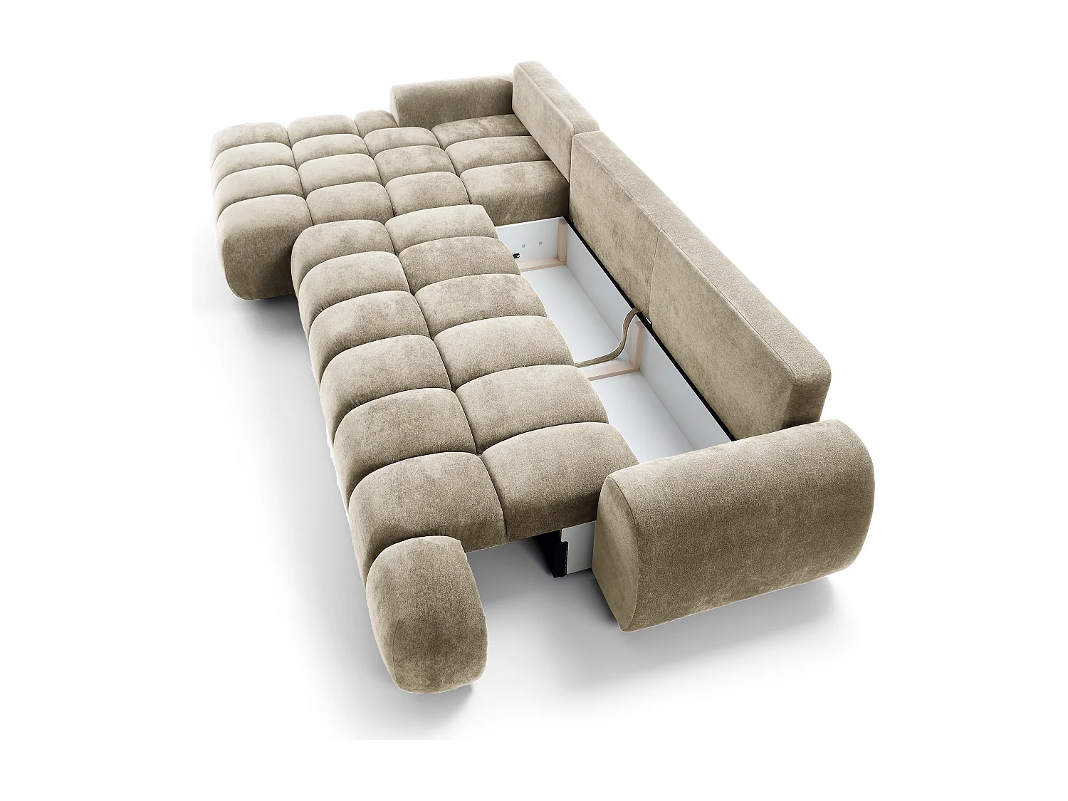 Emporius Valerio Canapé d'angle Convertible - Canapé 340 cm, Gauche - Velours Beige (Ditra New 3)