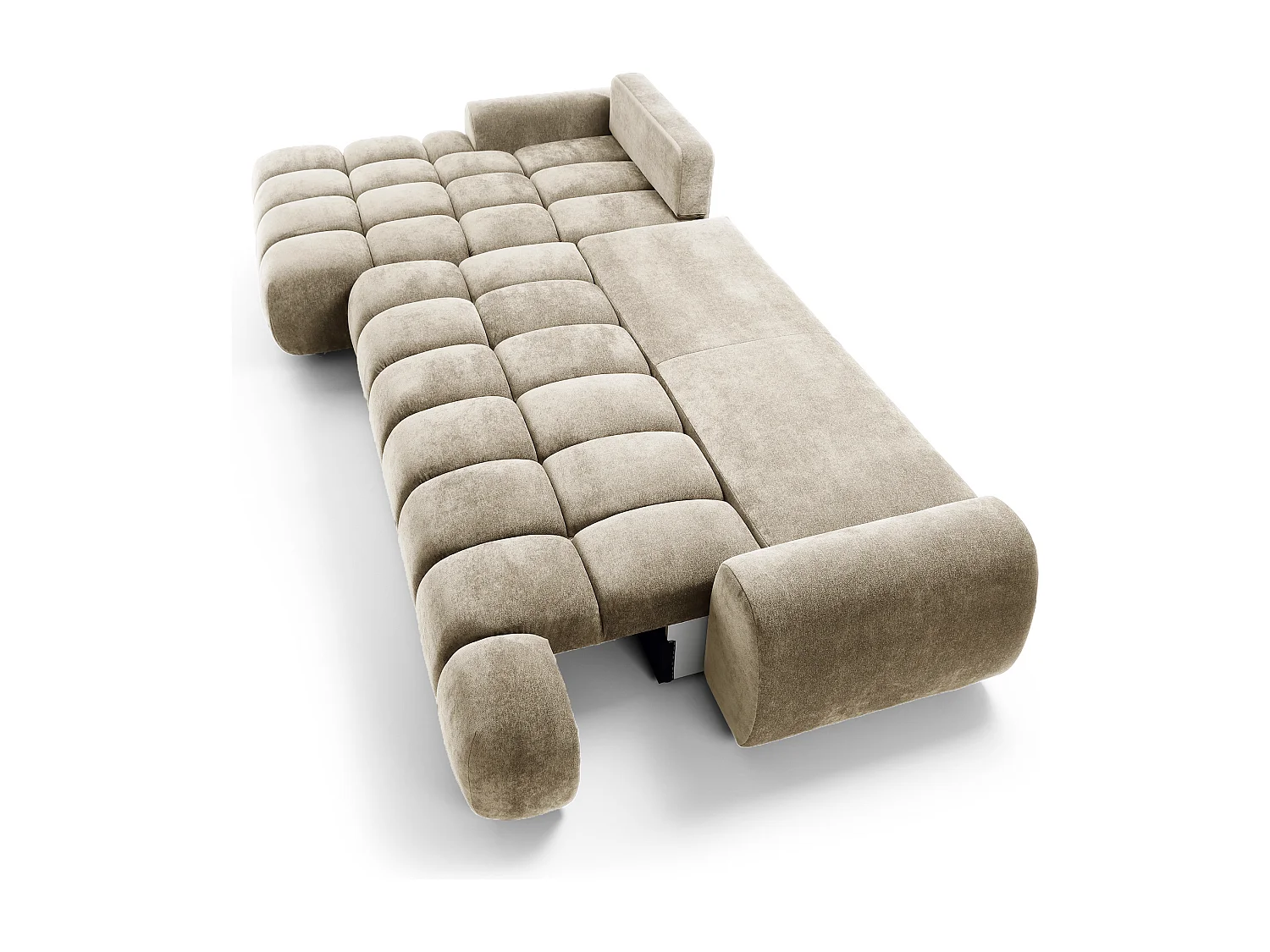 Emporius Valerio Canapé d'angle Convertible - Canapé 340 cm, Gauche - Velours Beige (Ditra New 3)