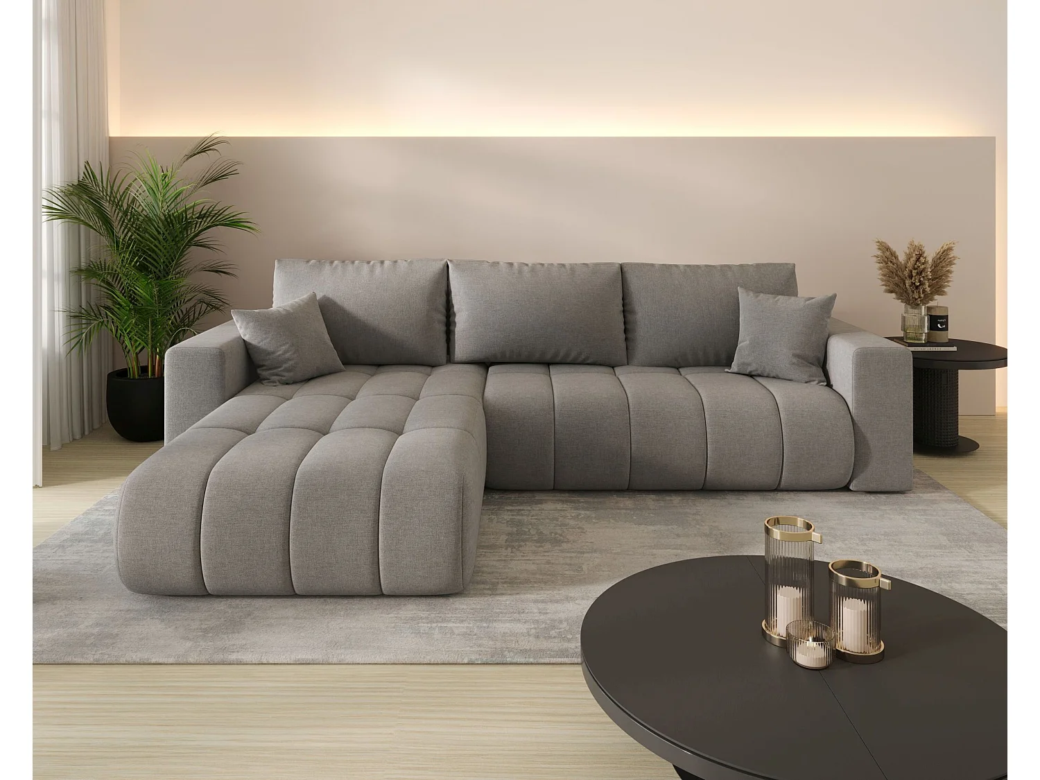 Canapé d’angle BEDANTE MILO PREMIUM L Wind 21 avec fonction de couchage côté gauche