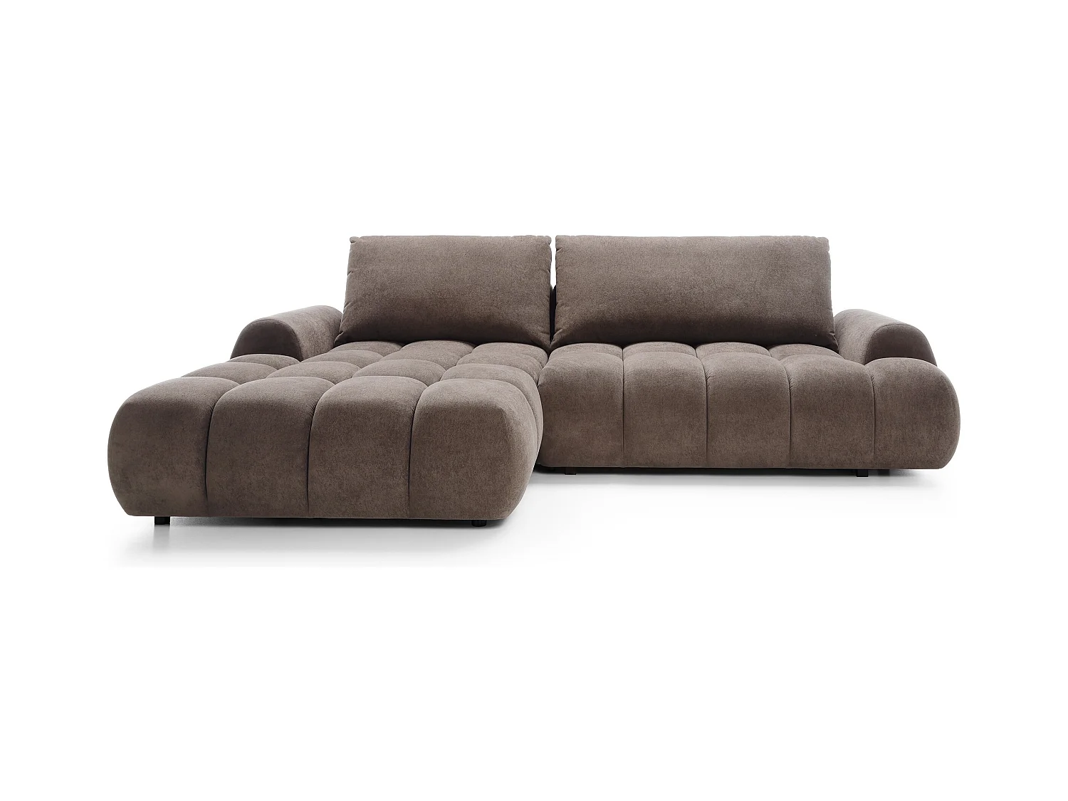 Emporius Valerio Canapé d'angle 280 cm - Canapé Convertible, Gauche - Velours Brun (Gobi 6)