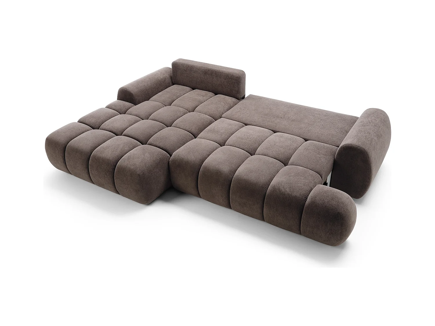 Emporius Valerio Canapé d'angle 280 cm - Canapé Convertible, Gauche - Velours Brun (Gobi 6)