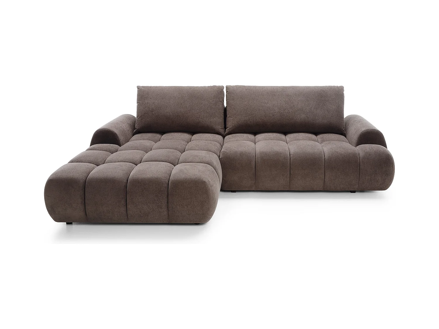 Emporius Valerio Canapé d'angle 280 cm - Canapé Convertible, Gauche - Velours Brun (Gobi 6)