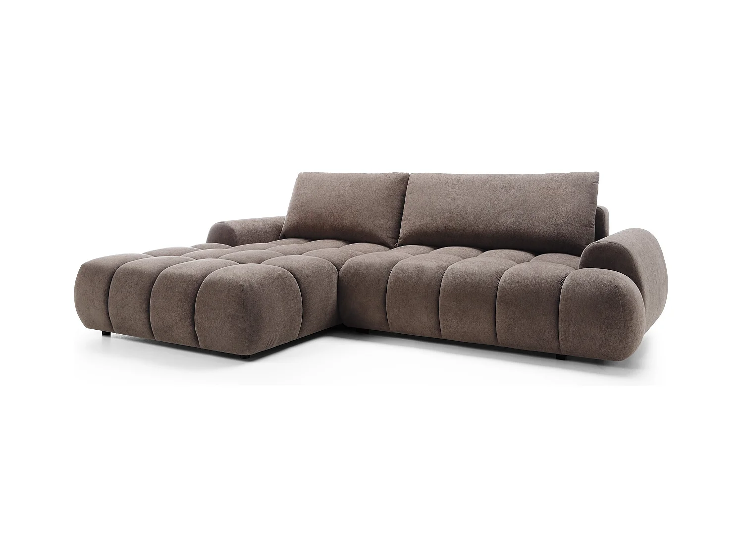 Emporius Valerio Ecksofa 280 cm - Schlafsofa mit Bettkasten, Links - Samt Braun (Gobi 6)