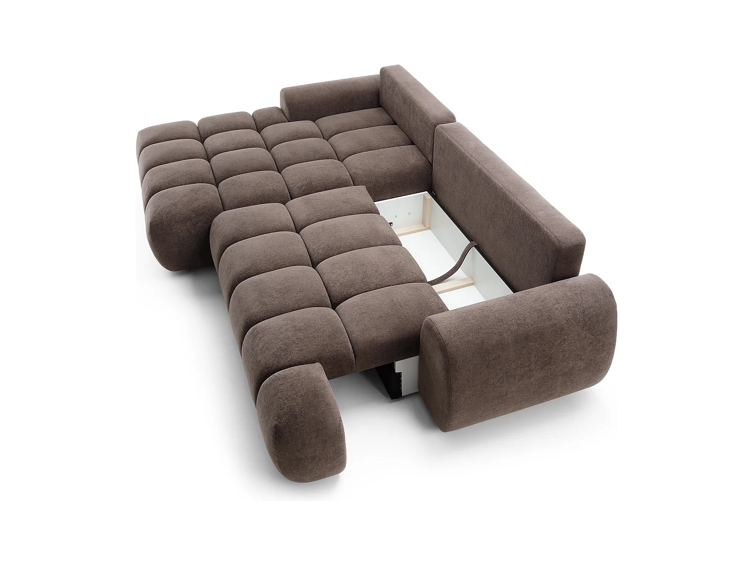 Emporius Valerio Ecksofa 280 cm - Schlafsofa mit Bettkasten, Links - Samt Braun (Gobi 6)
