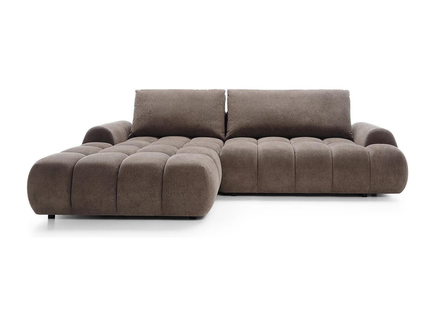 Emporius Valerio Canapé d'angle 280 cm - Canapé Convertible, Gauche - Velours Brun (Gobi 6)