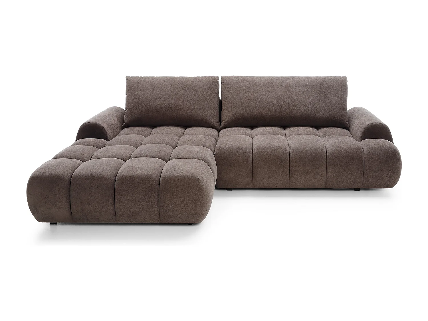 Emporius Valerio Canapé d'angle 280 cm - Canapé Convertible, Gauche - Velours Brun (Gobi 6)