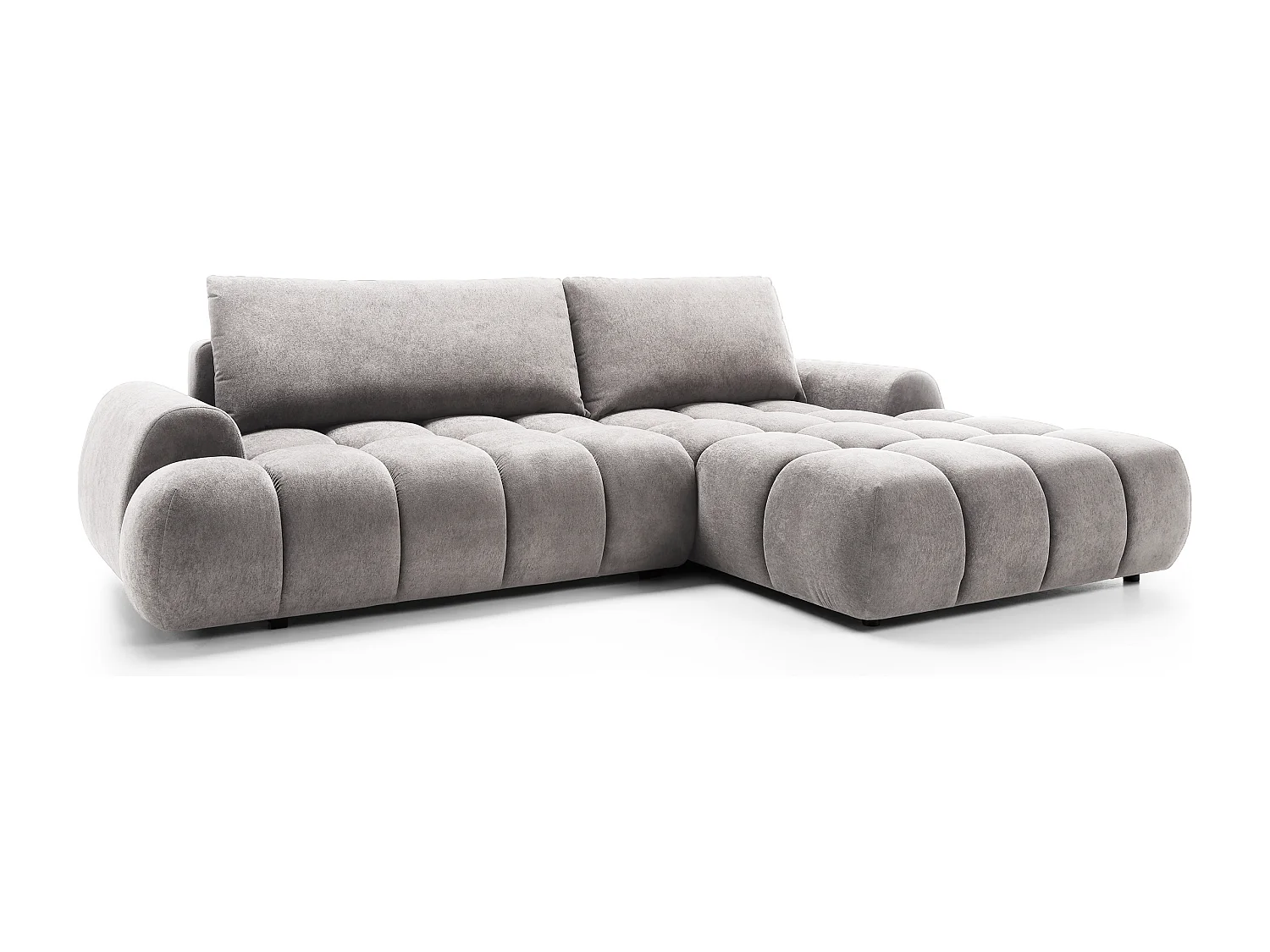 Emporius Valerio Ecksofa 280 cm - Schlafsofa mit Bettkasten, Rechts - Samt Hellgrau (Gobi 16)