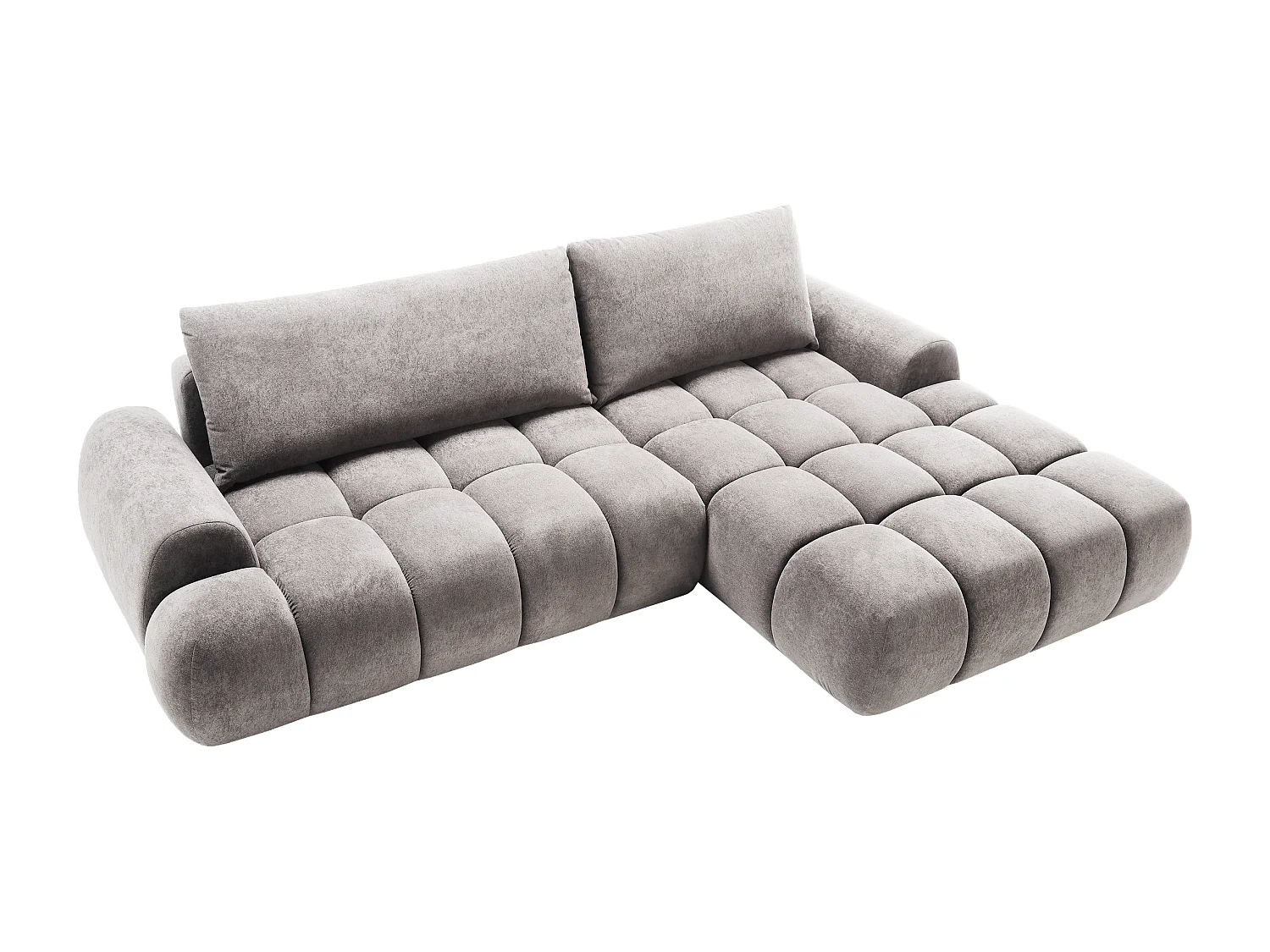 Emporius Valerio Canapé d'angle 280 cm - Canapé Convertible, Droite - Velours Gris clair (Gobi 16)