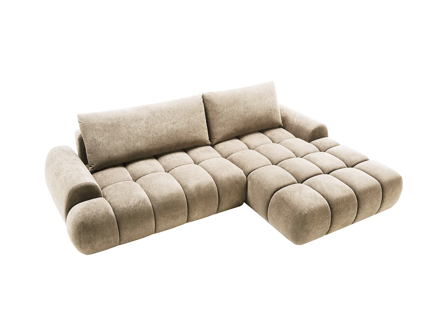 Emporius Valerio Ecksofa 280 cm - Schlafsofa mit Bettkasten, Rechts - Samt Beige (Gobi 3)