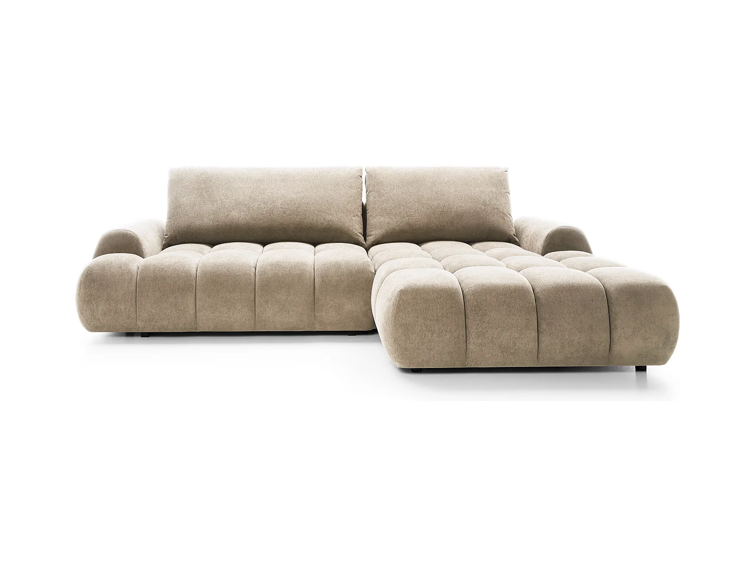 Emporius Valerio Ecksofa 280 cm - Schlafsofa mit Bettkasten, Rechts - Samt Beige (Gobi 3)