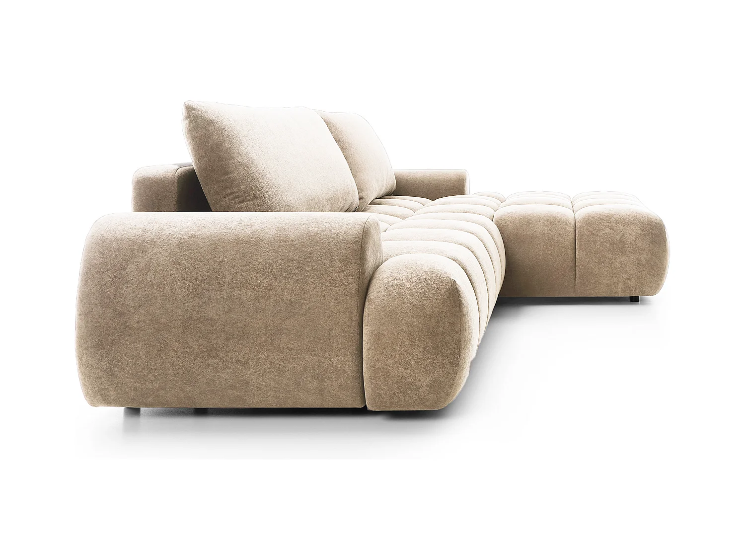 Emporius Valerio Ecksofa 280 cm - Schlafsofa mit Bettkasten, Rechts - Samt Beige (Gobi 3)