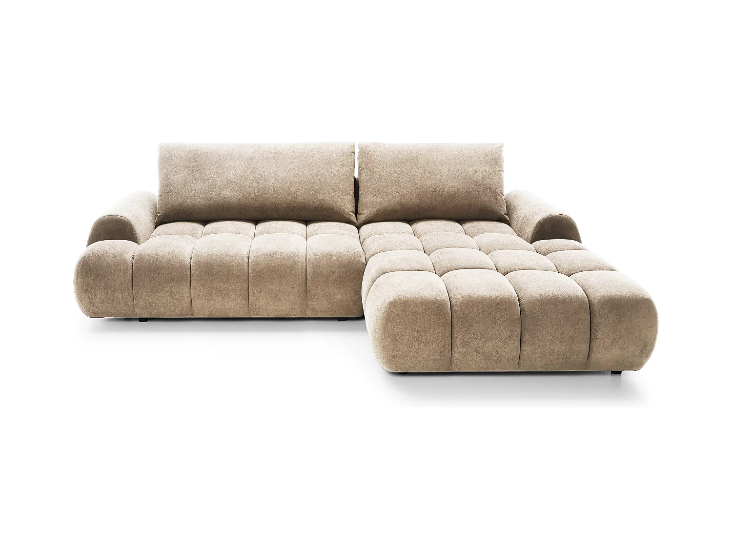 Emporius Valerio Ecksofa 280 cm - Schlafsofa mit Bettkasten, Rechts - Samt Beige (Gobi 3)