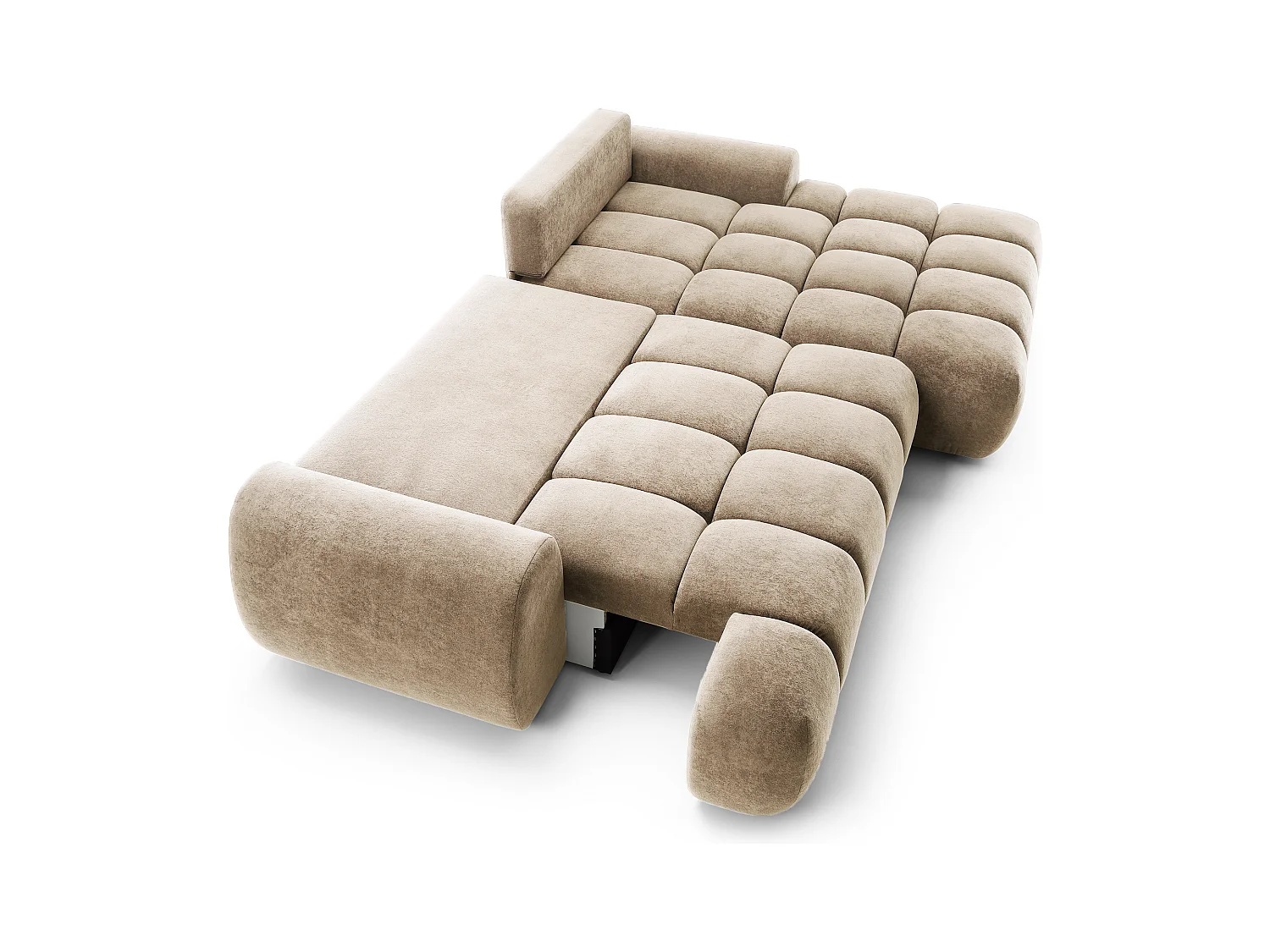 Emporius Valerio Ecksofa 280 cm - Schlafsofa mit Bettkasten, Rechts - Samt Beige (Gobi 3)