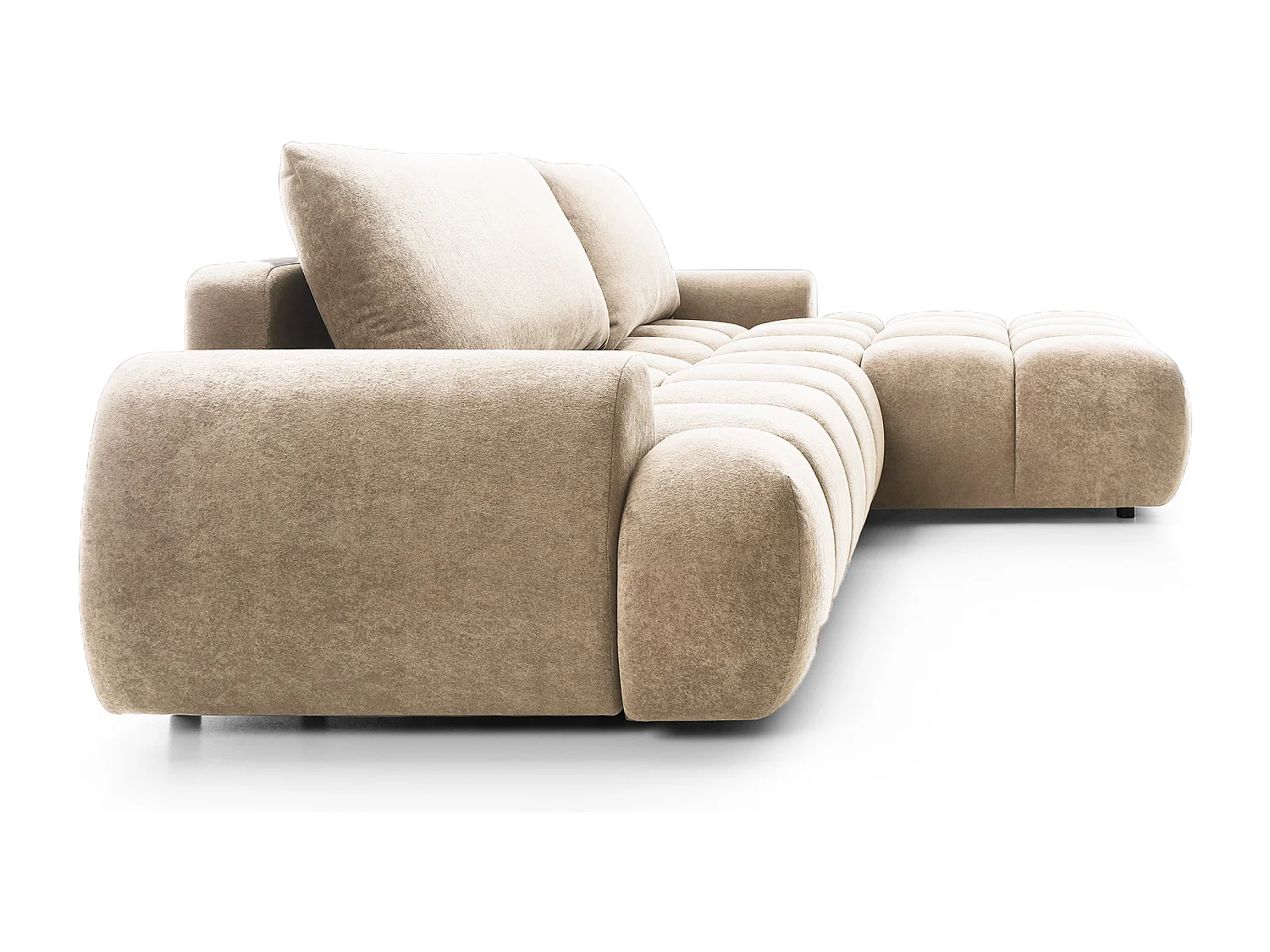 Emporius Valerio Canapé d'angle 280 cm - Canapé Convertible, Droite - Velours Beige (Gobi 3)