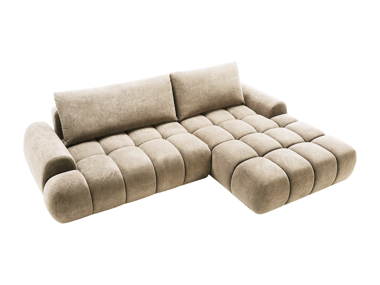Emporius Valerio Ecksofa 280 cm - Schlafsofa mit Bettkasten, Rechts - Samt Beige (Gobi 3)