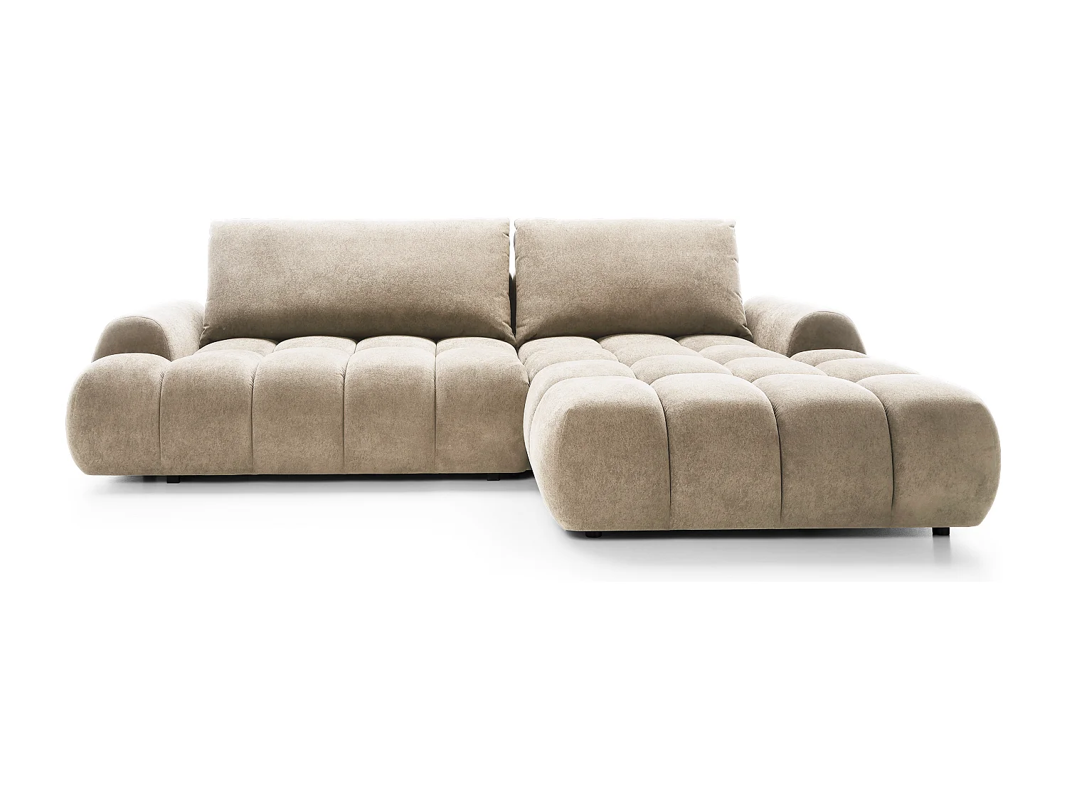 Emporius Valerio Ecksofa 280 cm - Schlafsofa mit Bettkasten, Rechts - Samt Beige (Gobi 3)