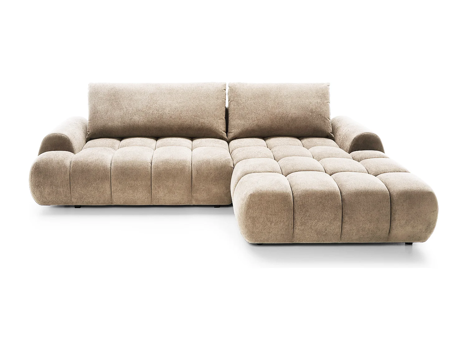 Emporius Valerio Ecksofa 280 cm - Schlafsofa mit Bettkasten, Rechts - Samt Beige (Gobi 3)