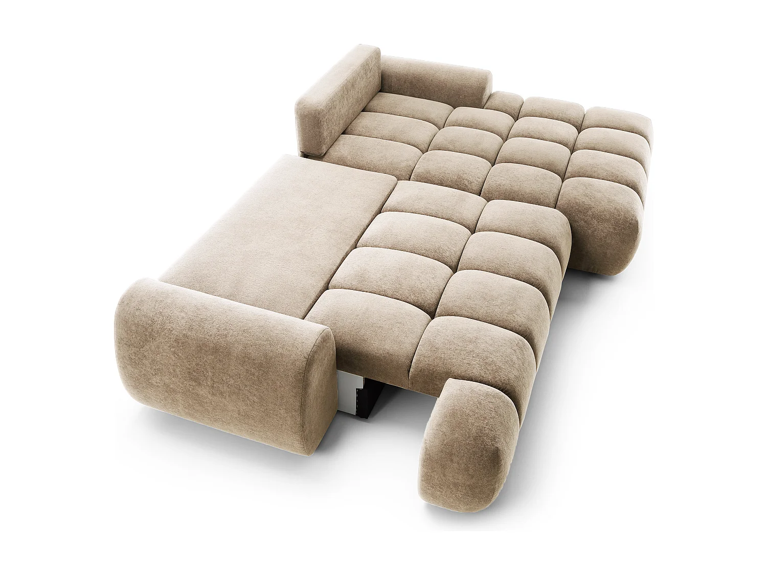 Emporius Valerio Ecksofa 280 cm - Schlafsofa mit Bettkasten, Rechts - Samt Beige (Gobi 3)
