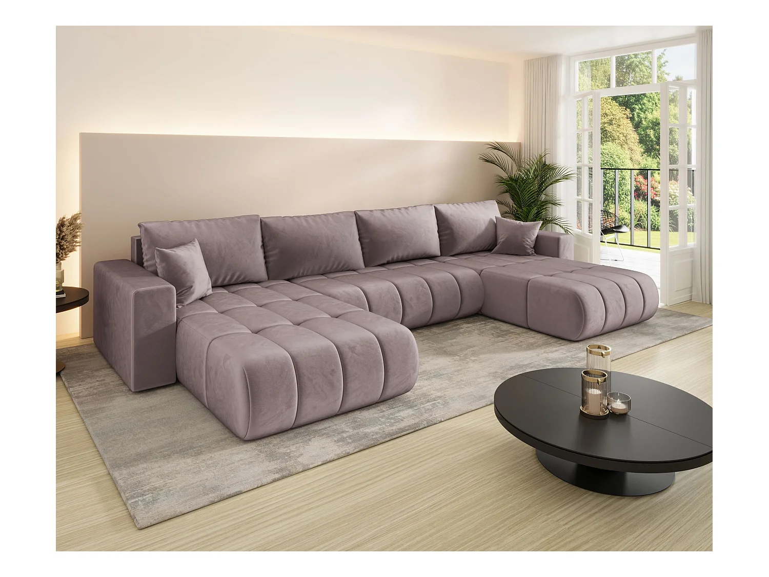 Canapé d’angle BEDANTE avec fonction de couchage MILO U PREMIUM Monolith 62
