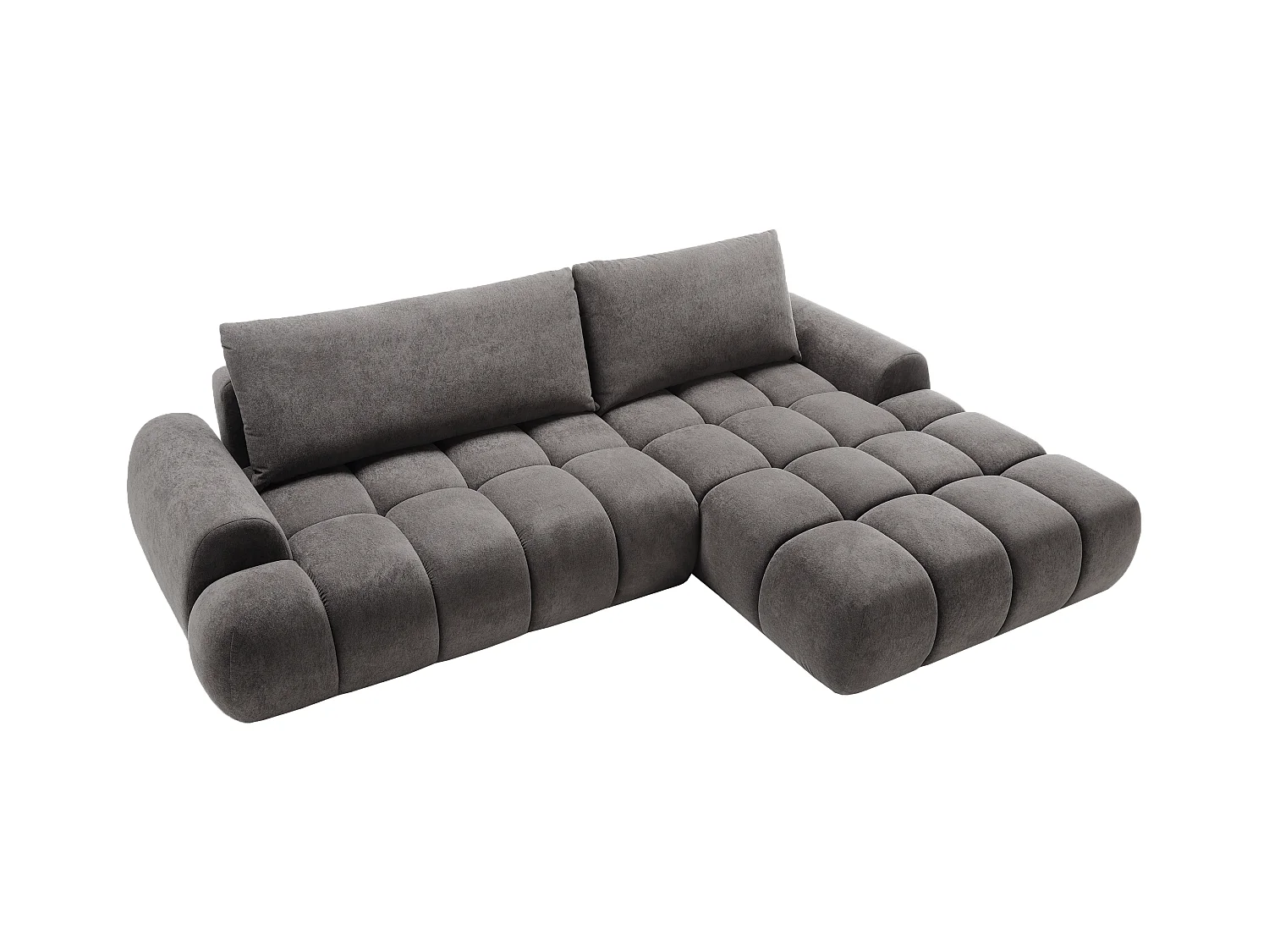 Emporius Valerio Ecksofa 280 cm - Schlafsofa mit Bettkasten, Rechts - Samt Dunkelgrau (Gobi 17)