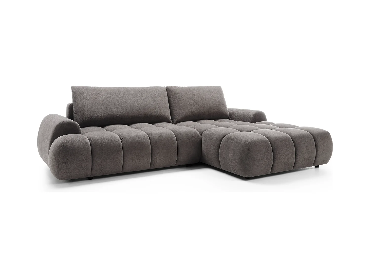 Emporius Valerio Ecksofa 280 cm - Schlafsofa mit Bettkasten, Rechts - Samt Dunkelgrau (Gobi 17)