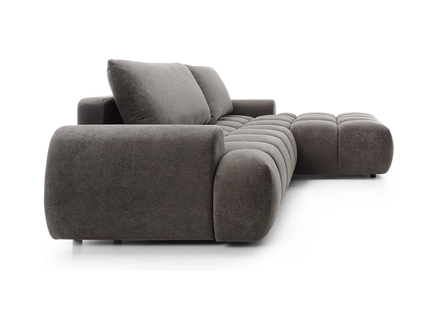 Emporius Valerio Ecksofa 280 cm - Schlafsofa mit Bettkasten, Rechts - Samt Dunkelgrau (Gobi 17)