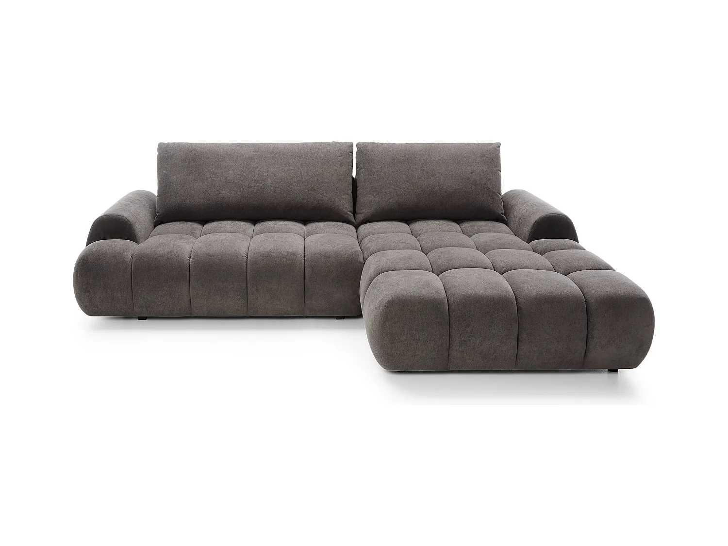 Emporius Valerio Ecksofa 280 cm - Schlafsofa mit Bettkasten, Rechts - Samt Dunkelgrau (Gobi 17)