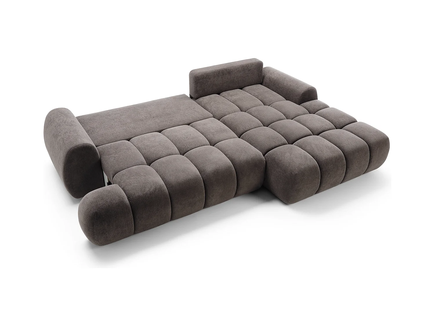 Emporius Valerio Ecksofa 280 cm - Schlafsofa mit Bettkasten, Rechts - Samt Dunkelgrau (Gobi 17)