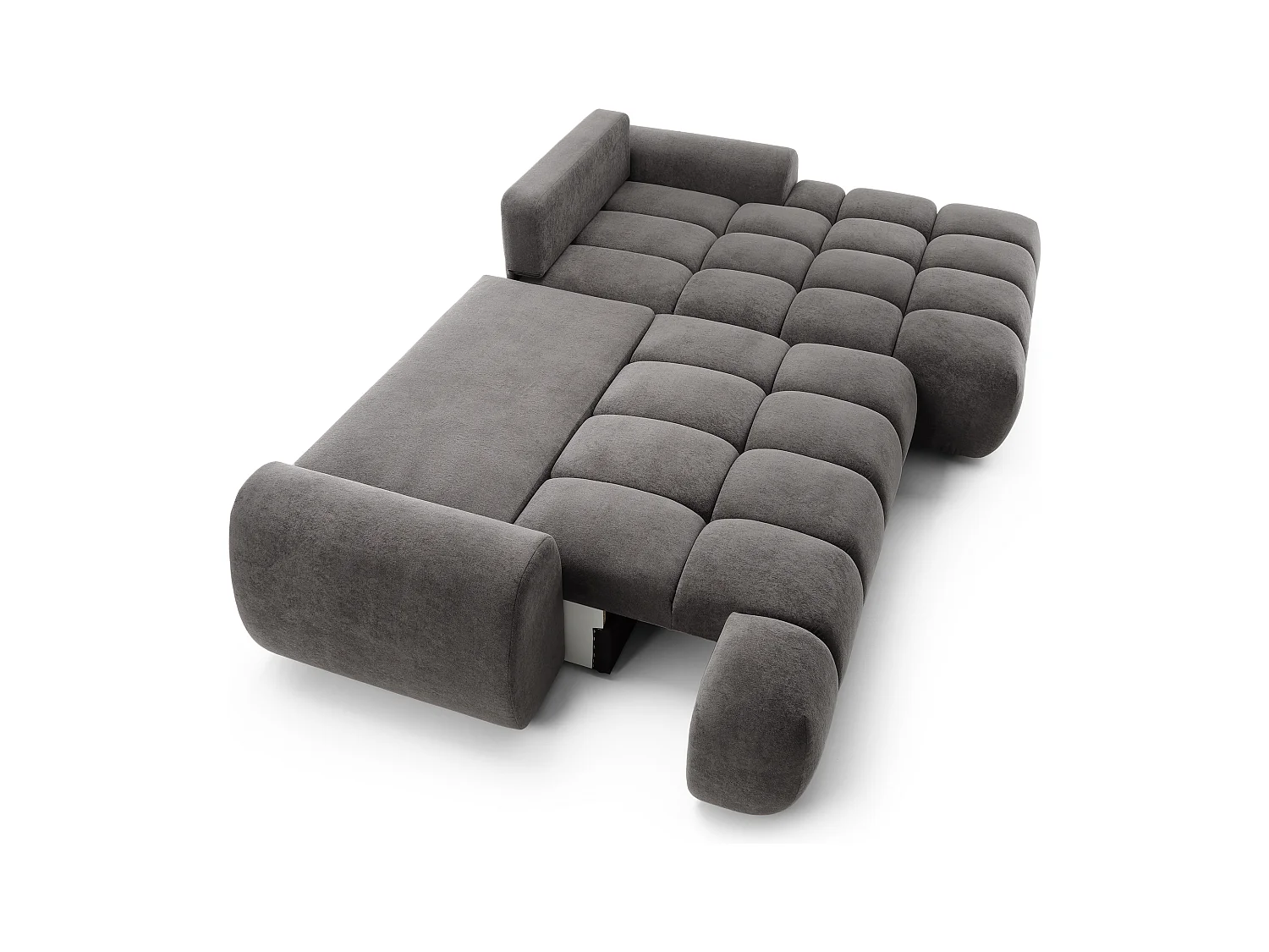 Emporius Valerio Ecksofa 280 cm - Schlafsofa mit Bettkasten, Rechts - Samt Dunkelgrau (Gobi 17)