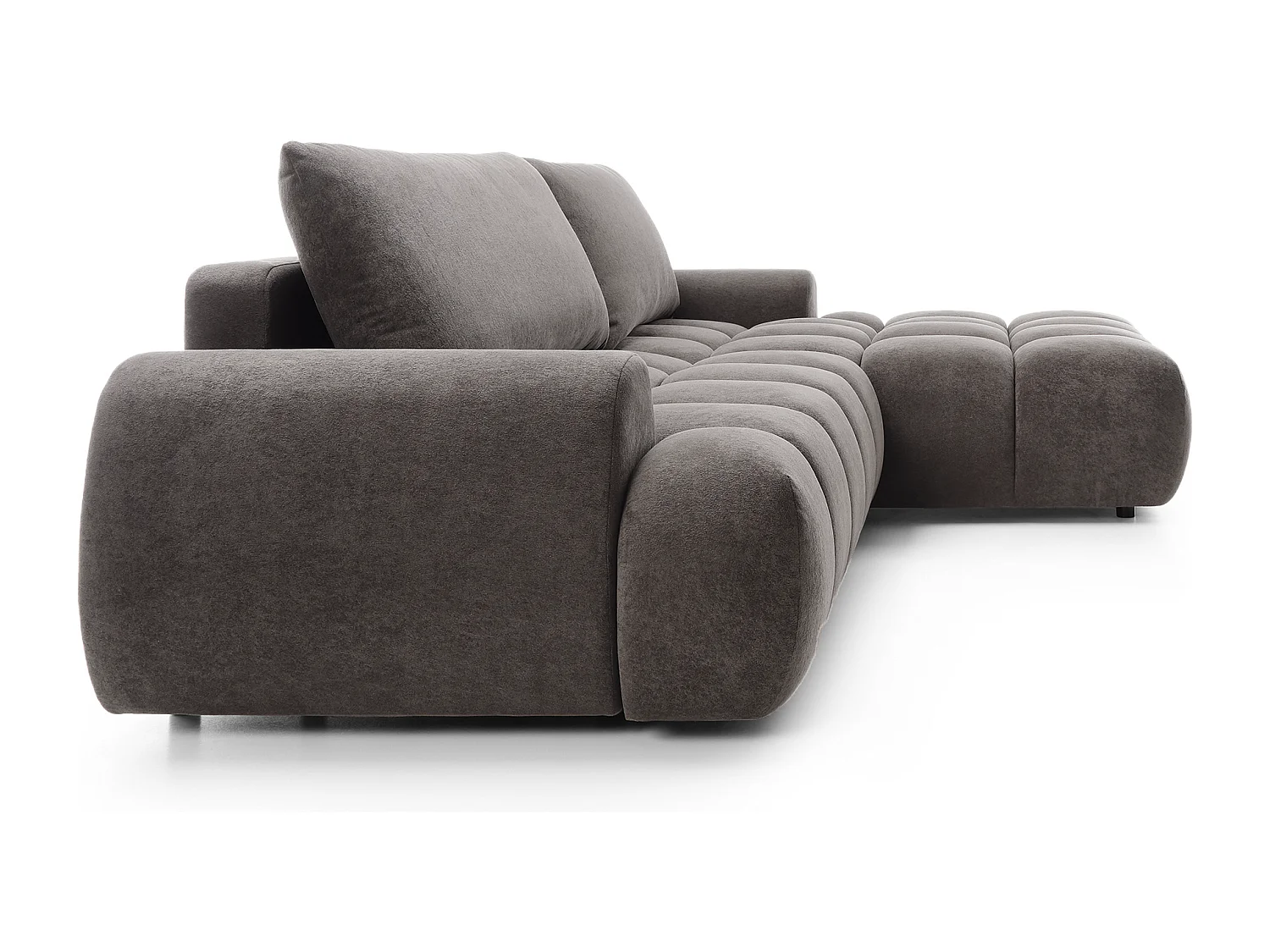 Emporius Valerio Hoekbank 280 cm - Slaapbank met bedlade, rechts - fluweel donkergrijs (Gobi 17)