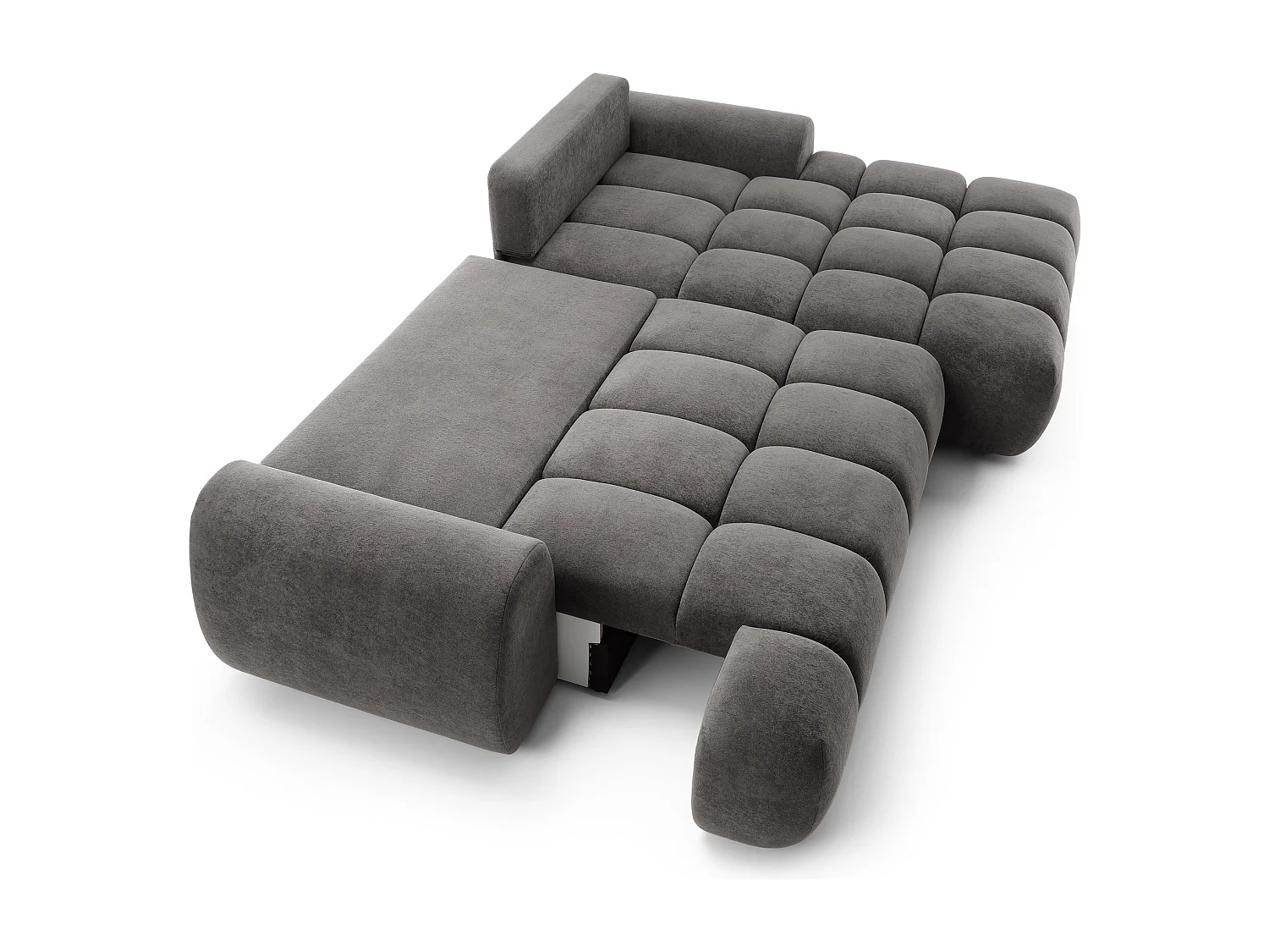 Emporius Valerio Hoekbank 280 cm - Slaapbank met bedlade, rechts - fluweel donkergrijs (Gobi 17)