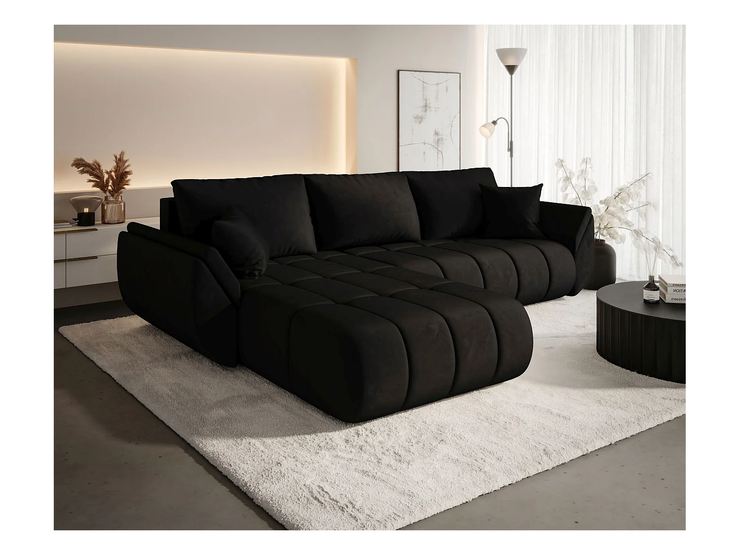 BEDANTE Ecksofa mit Schlaffunktion TOKYO PREMIUM L Monolith 97 Links