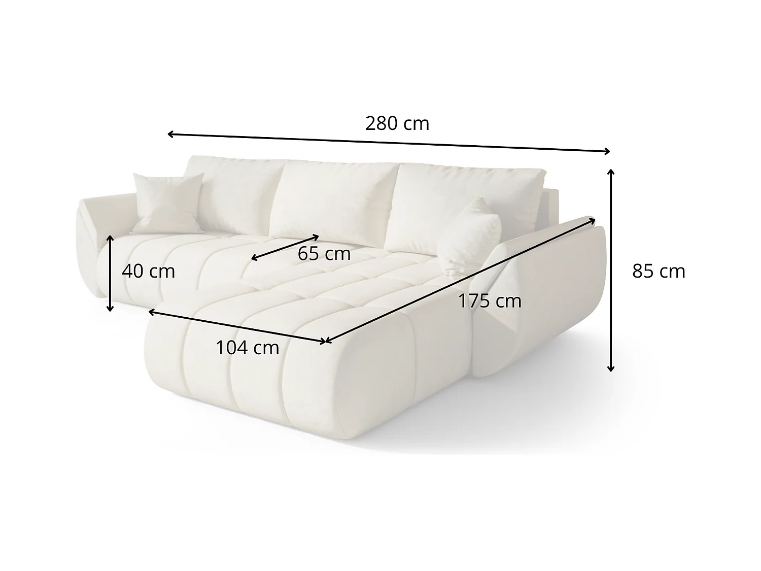 BEDANTE Ecksofa mit Schlaffunktion TOKYO PREMIUM L Monolith 97 Links