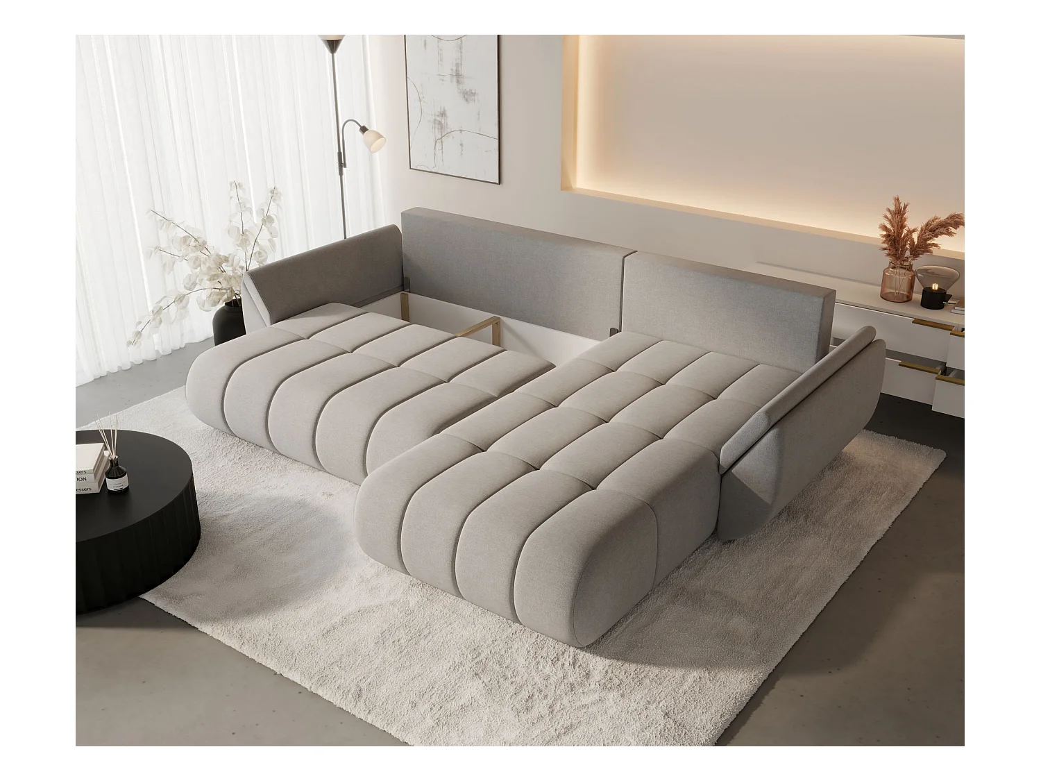 BEDANTE Ecksofa mit Schlaffunktion TOKYO PREMIUM L Monolith 97 Links