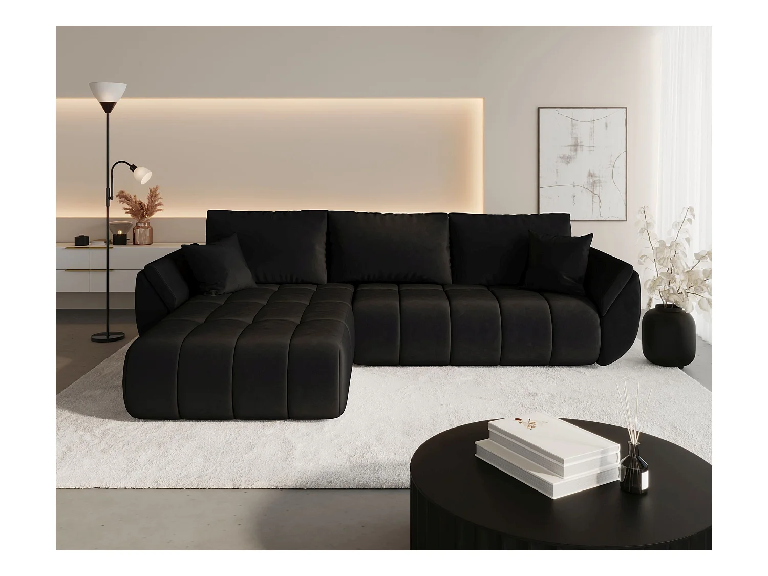 BEDANTE Ecksofa mit Schlaffunktion TOKYO PREMIUM L Monolith 97 Links