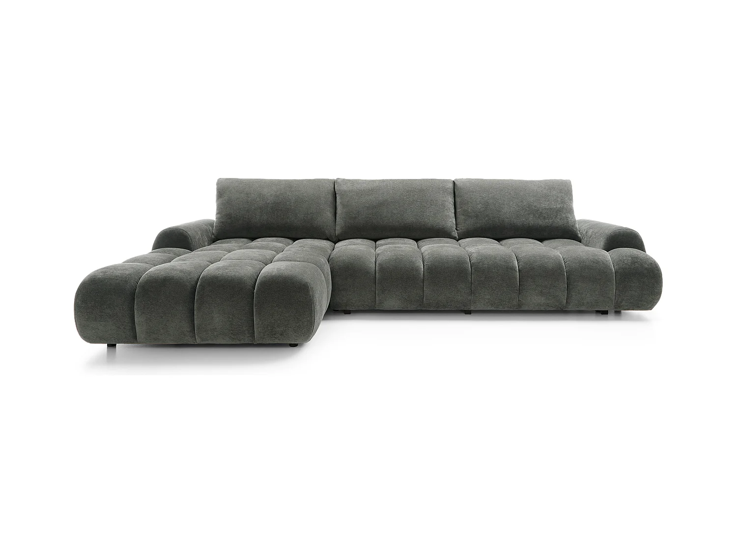 Emporius Valerio Canapé d'angle Convertible - Canapé 340 cm, Gauche - Velours Gris foncé  (Ditra New 14)