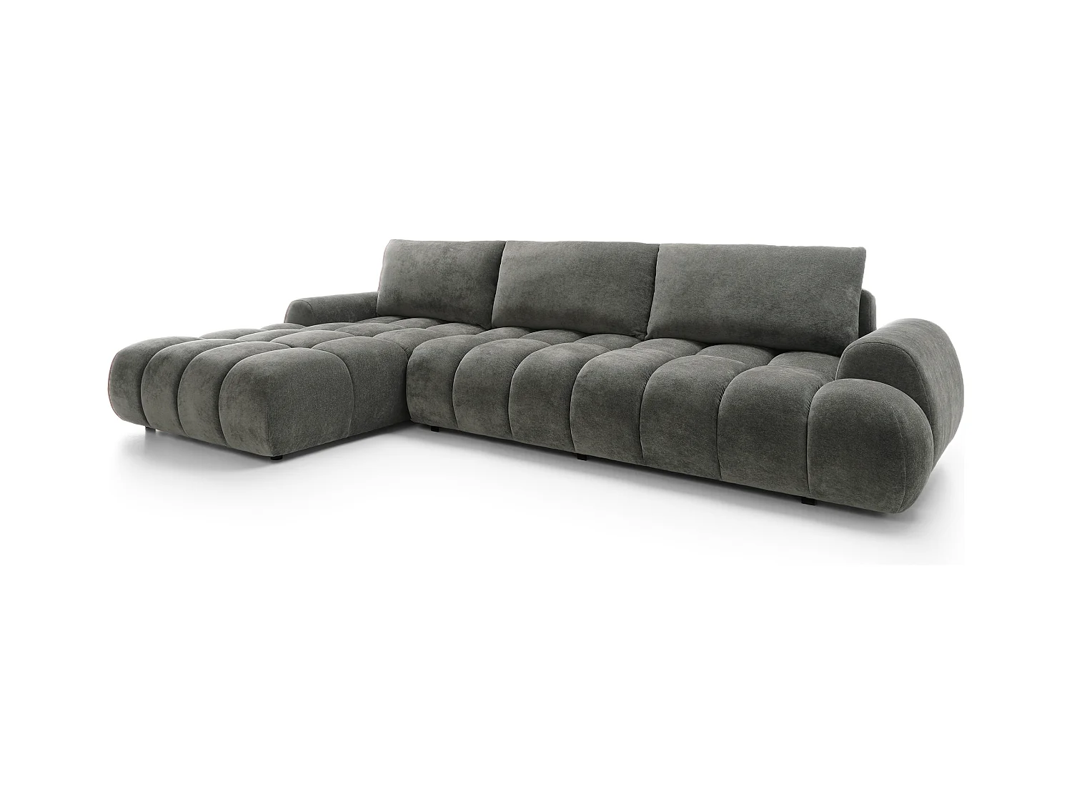 Emporius Valerio Canapé d'angle Convertible - Canapé 340 cm, Gauche - Velours Gris foncé  (Ditra New 14)