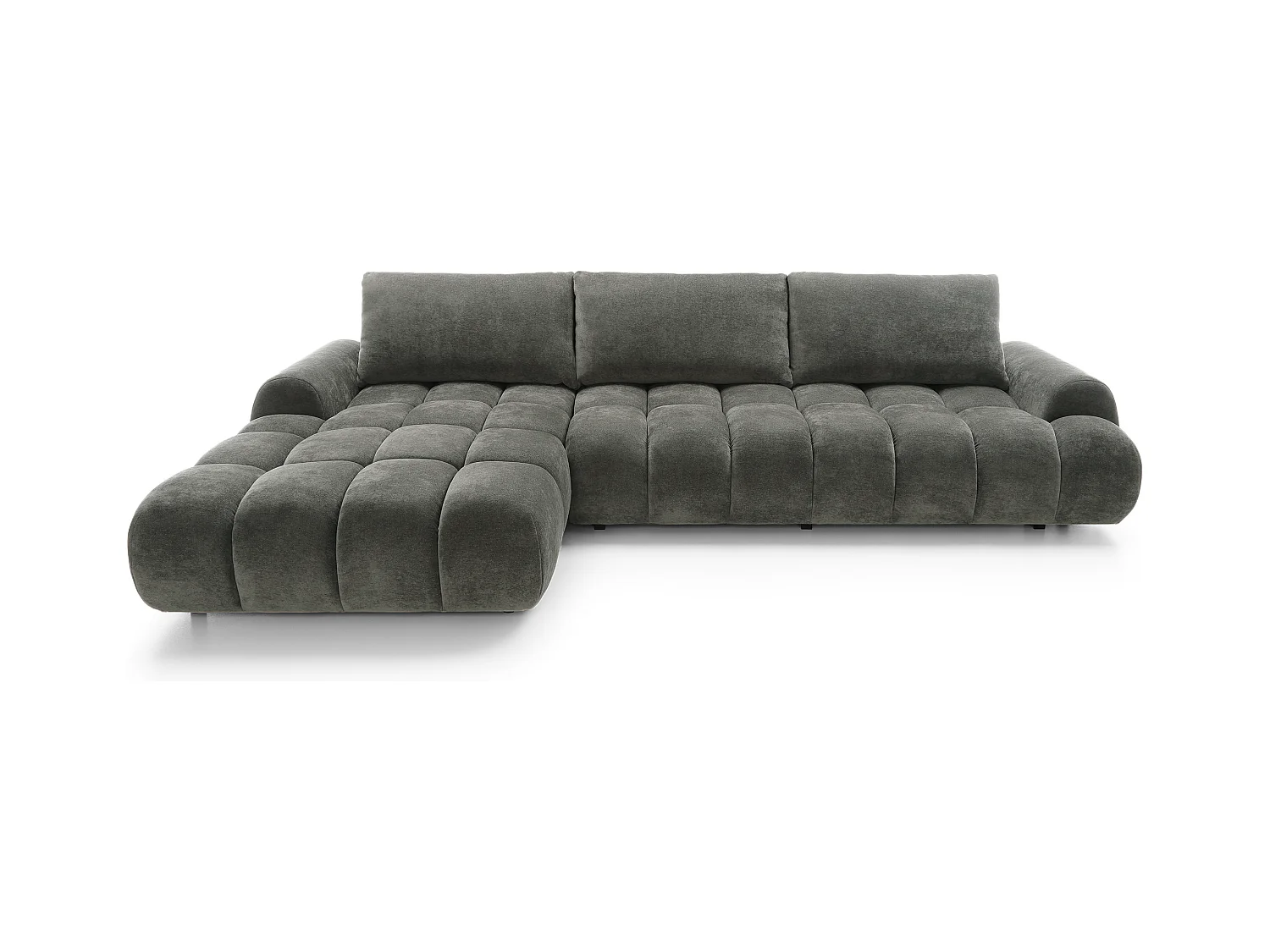 Emporius Valerio Canapé d'angle Convertible - Canapé 340 cm, Gauche - Velours Gris foncé  (Ditra New 14)
