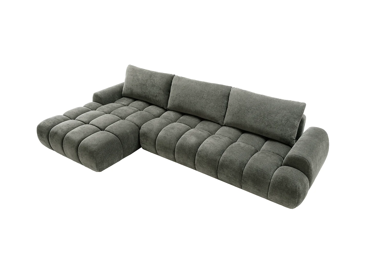 Emporius Valerio Canapé d'angle Convertible - Canapé 340 cm, Gauche - Velours Gris foncé  (Ditra New 14)