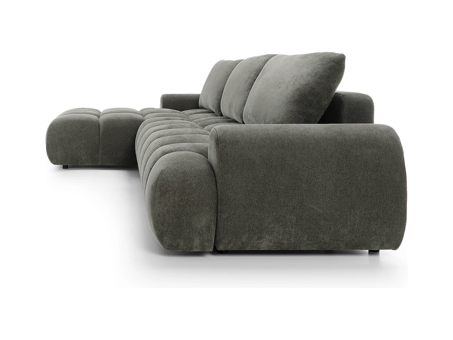 Emporius Valerio Canapé d'angle Convertible - Canapé 340 cm, Gauche - Velours Gris foncé  (Ditra New 14)