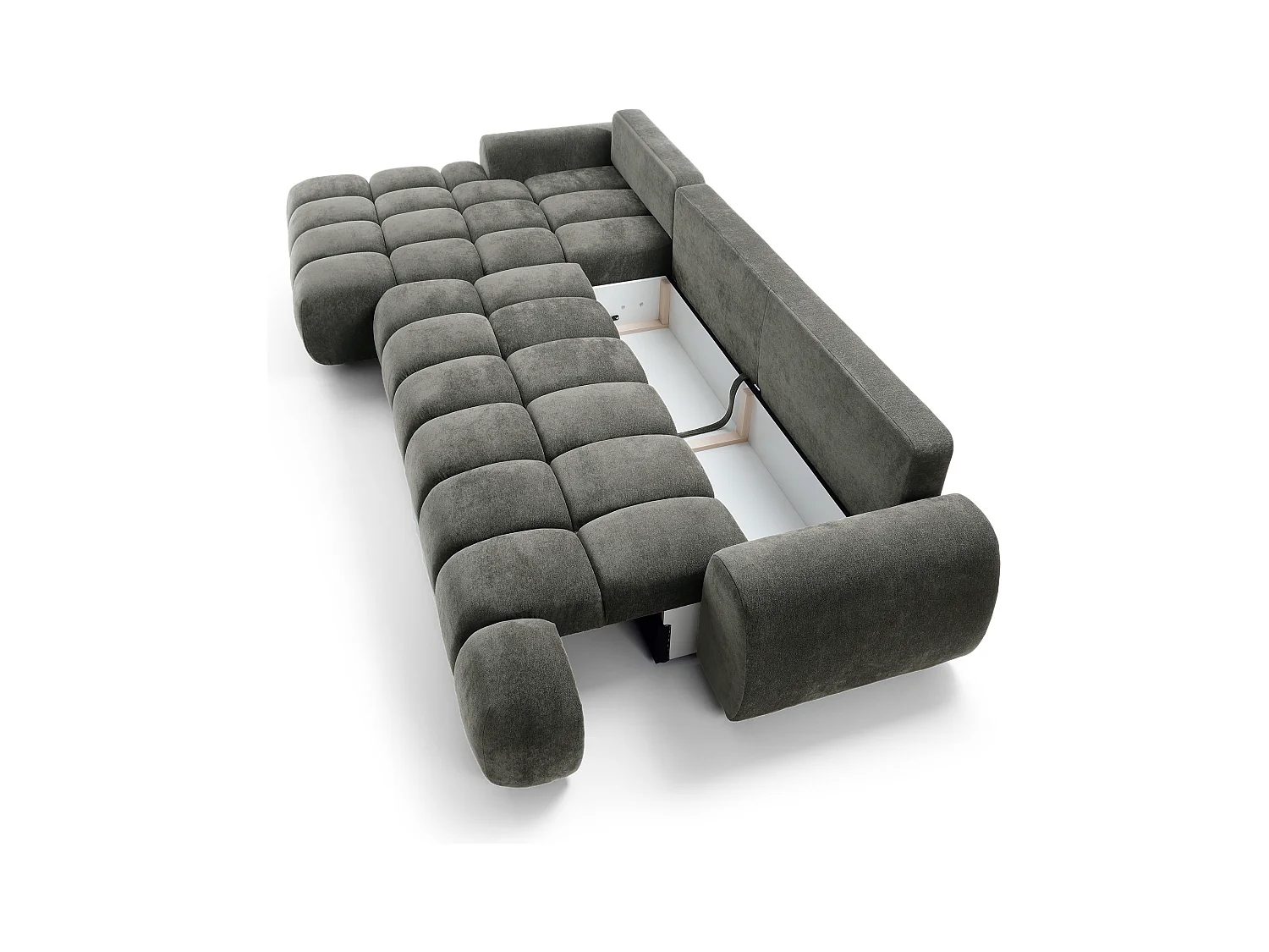 Emporius Valerio Canapé d'angle Convertible - Canapé 340 cm, Gauche - Velours Gris foncé  (Ditra New 14)