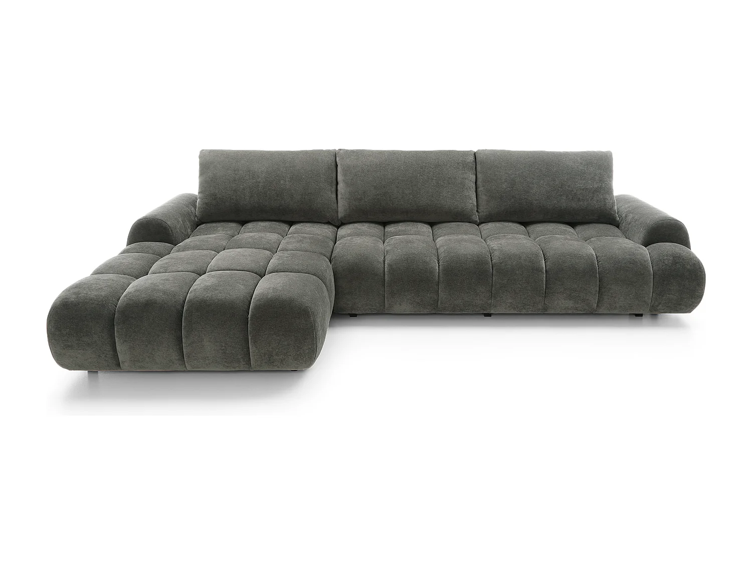 Emporius Valerio Canapé d'angle Convertible - Canapé 340 cm, Gauche - Velours Gris foncé  (Ditra New 14)